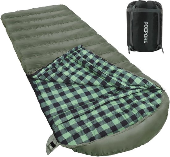 0 Graden Slaapzak XXL voor Koud Weer - 100% Katoen Flanel Oversized Slaapzak voor Volwassenen van Merkloos
