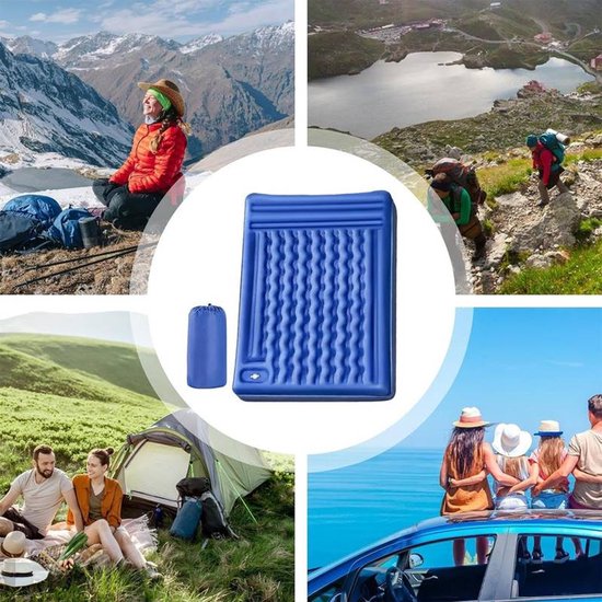 1-2 Persoons Opblaasbaar Slaapmatje voor Buiten, Camping Slaapmat Opblaasbaar met Opbergtas, Essentieel voor Backpacken, Kamperen, Wandelen en Picknicks. Lichtgewicht, Draagbaar en Opvouwbaar Vochtbestendig Camping Slaapmat