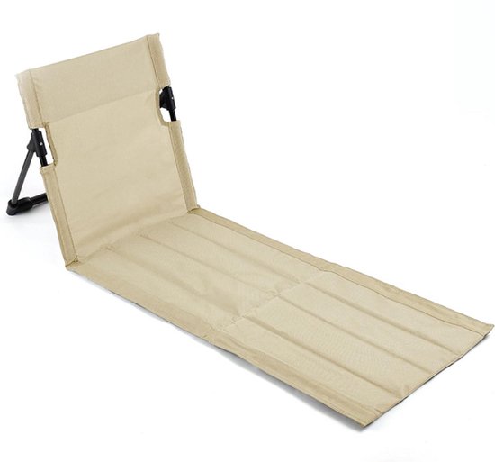 1-delige set - Strandmat met rugleuning - Strandstoel met rugleuning - Opvouwbare strandstoelmat - Draagbare strandstoel - Opvouwbare vloerstoel - Inclusief opbergtas - Geschikt voor strand, kamperen, enz. - 108*40.5cm - Beige