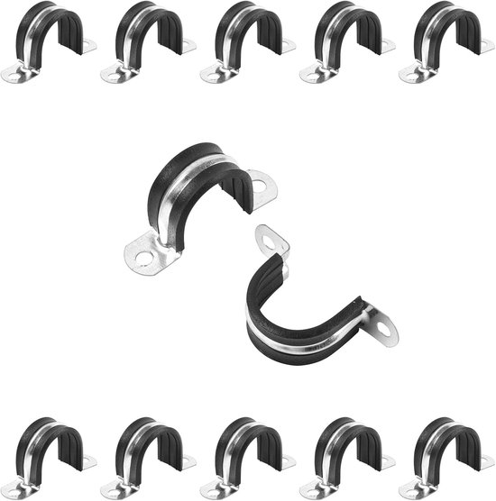1-inch Robuuste Klem voor Stijve Leidingen — 2-gats U-beugel Kabelklem/-hanger met Rubberen Demping — Voor het Bevestigen van Leidingen aan Diverse Oppervlakken (Verpakking van 10 / 25 mm)