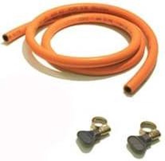 1 meter propaanslang met 2 slangklemmen van GOK
