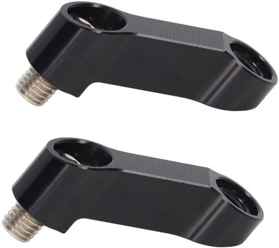 1 Paar 10mm/0.39in Motorcycle Mirror Mount Riser Extender Adapter Vervanging voor NMAX 155 125 2015-2022(zwart)