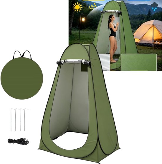 1 set - Privacytent - Snel op te zetten pop-up tent - Buitendouchetent - Omkleedtent voor op de camping - 150*150*190 cm - Geschikt voor kamperen, vissen en fotografie - Legergroen
