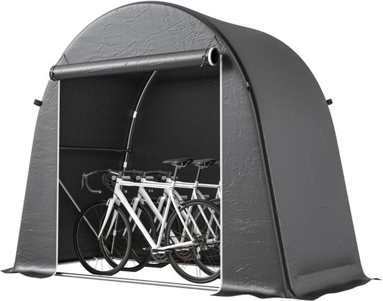 1 stuk - 8 x 4 voet tuin opslag tent - waterdichte fiets tent - met rollende gordijn rits deur en galvaniseerd metaal frame - donkergrijs