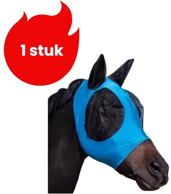 1 stuk - Ademend paardenmasker - Anti-muggen en vliegen - Paardensportbenodigdheden - Intrekbaar - Eén maat - Blauw