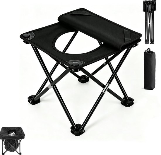 1 stuk - Draagbaar krukje - Opvouwbaar campingtoiletkrukje - Compact reistoilet met deksel - Lichtgewicht noodtoilet - Krukje met afmetingen 33 cm * 33 cm * 32 cm - Geschikt voor buitenactiviteiten, campers, auto's en wandeltochten