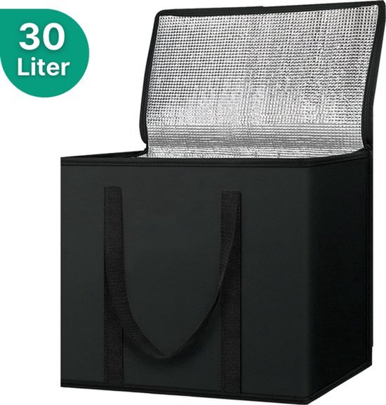 1 stuk - isolatie tas - verdikte niet-geweven stof - aluminiumfolie taart isolatie tas - parel katoen hand isolatie tas - picknick - 30L - zwart