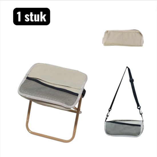 1 stuk - Kampeerkrukken - Opvouwbare Zak Stoel - Kan crossbody gedragen worden - Multifunctionele Tas die Verandert in een Krukje - Wachtrij & Buitenevenement - Kaki