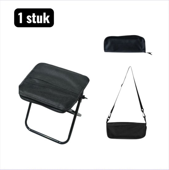 1 stuk - Kampeerkrukken - Opvouwbare Zak Stoel - Kan crossbody gedragen worden - Multifunctionele Tas die Verandert in een Krukje - Wachtrij & Buitenevenement - Zwart van Merkloos
