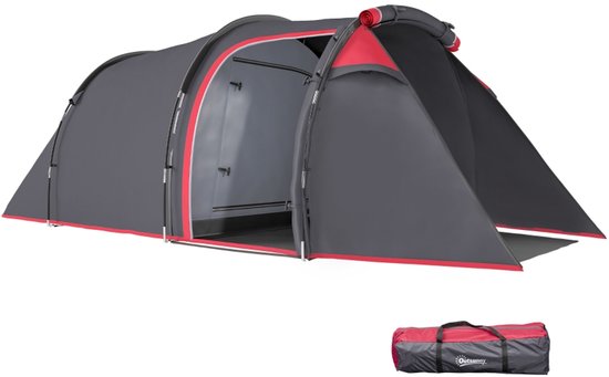 1 stuk - Kampeertent - Snel openbare tent voor 2-3 personen - met lobby en slaapruimte - Waterdicht - 426 x 206 x 154 cm - Grijs