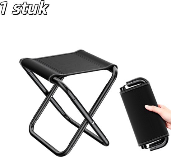 1 stuk - Kruk - Campingkruk - Draagbare opvouwbare kruk - Met opbergtas - Voetenbank voor buiten - Geschikt voor reizen, wandelen, hiken, vissen, picknicken, Zwart
