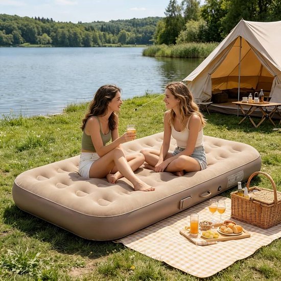 1 stuk luchtbed campingmat, PVC opblaasbare slaapmatras, luxe 1-2 persoons campingbedmat, verdikte mat