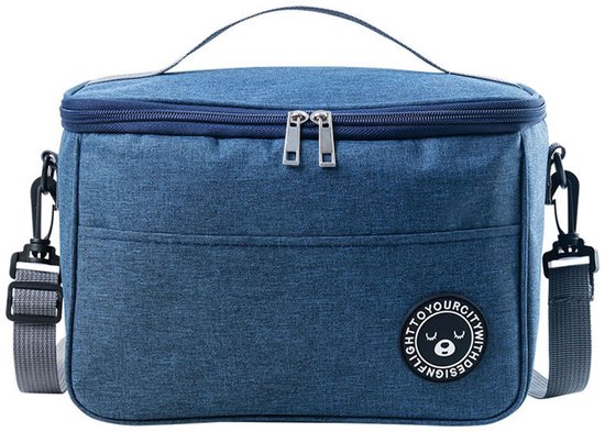 1 stuk Lunch Bag - Lunchtas - Koeltassen - Picknicktas - Handvat Riem - Oxford-doek - waterdicht - Geïsoleerde Koeltas - 26*17*18cm - Marine van Adaza