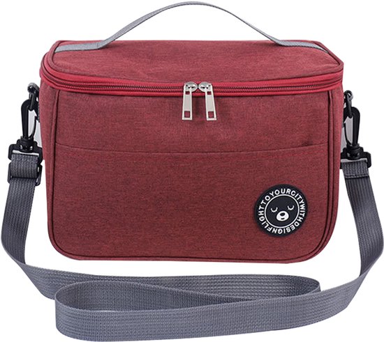 1 stuk Lunch Bag - Lunchtas - Koeltassen - Picknicktas - Handvat Riem - Oxford-doek - waterdicht - Geïsoleerde Koeltas - 26*17*18cm - Wijnrood van Simply Things