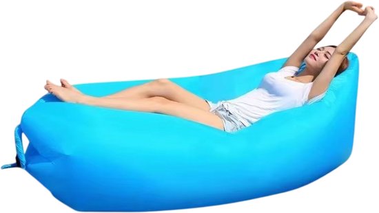 1 Stuk Opblaasbare Air Lounger – Draagbare Lazy Sofa, Zitzak en Luchtbed – Perfect voor Camping, Festival, Strand, Tuin en Muziekfestival – Lichtgewicht Opblaasbare Bank met Draagtas- Blauw