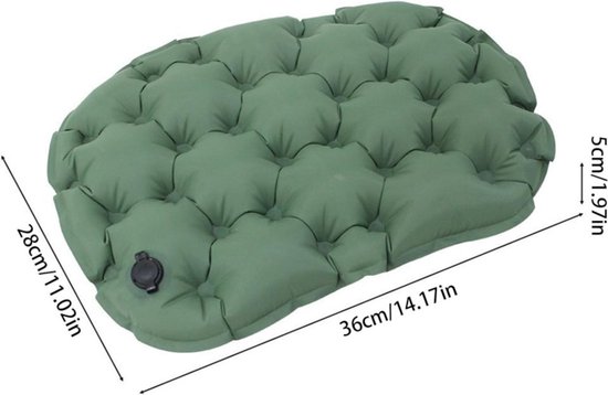 1 stuk - Opblaasbare buitenmat - Vochtbestendig - Campingmat voor één persoon - Draagbaar - Persoonlijk zitkussen - Opvouwbaar - Bureauzitkussen - Groen van Merkloos