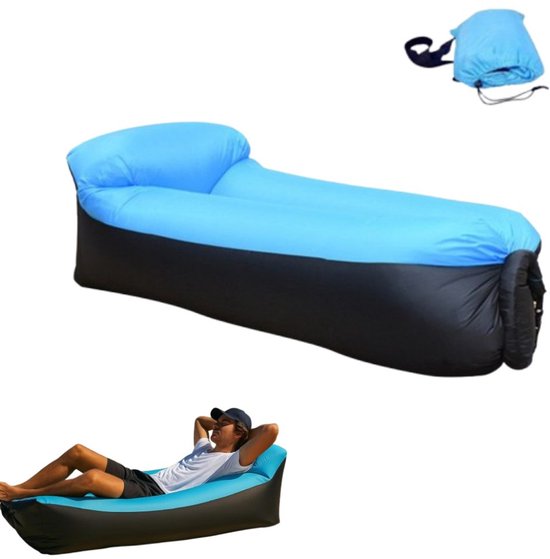 1 stuk - Opblaasbare ligstoel - Draagbare luchtbank - Opblaasbare bank - Luchtbed - Waterdicht - Draagbaar - Blauw - Perfect voor kamperen, vakantie, zwembad, strandfeest, achtertuin van Merkloos