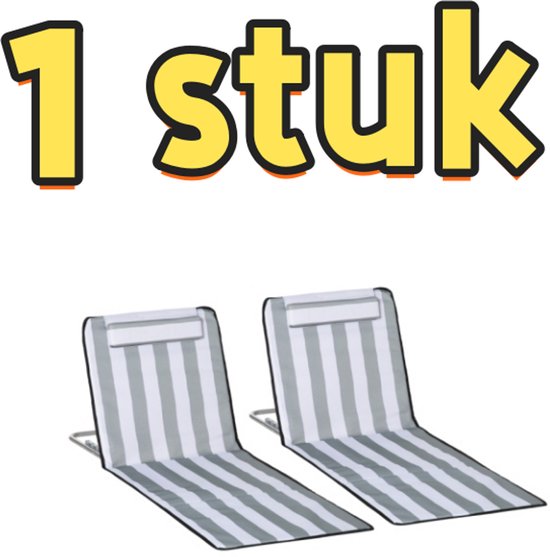 1 stuk – Opvouwbare ligstoel – Tuinligstoel met hoofdsteun – Vijfvoudig verstelbare rugleuning – Inclusief opbergtas – Geschikt voor strand en speeltuin – 134 x 48 cm – Lichtgrijs