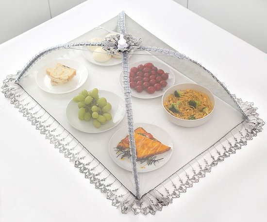 1 stuk - Premium mesh voedselhoes - Picknick mesh voedselhoes - Pop-up mesh voedselhoes - Herbruikbaar - Opvouwbaar - Voorkomt vliegen en insecten - Grijs - 70*50 cm - Geschikt voor kamperen in de buitenlucht, picknicks en feestjes