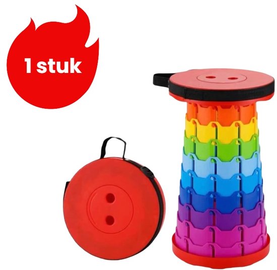 1 stuk - Telescopische kruk voor buiten - Verstelbare regenboog telescopische kruk - Viskruk - Telescopische opvouwbare kruk voor treinwachtrij - Regenboogkleur