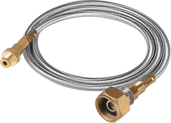 1 stuk(s) Camping gasadapter met flexibele slang 1 m, adapter voor camping gasfles, LPG-adapter voor camping oven met platte cilinder, camping kooktoestellen