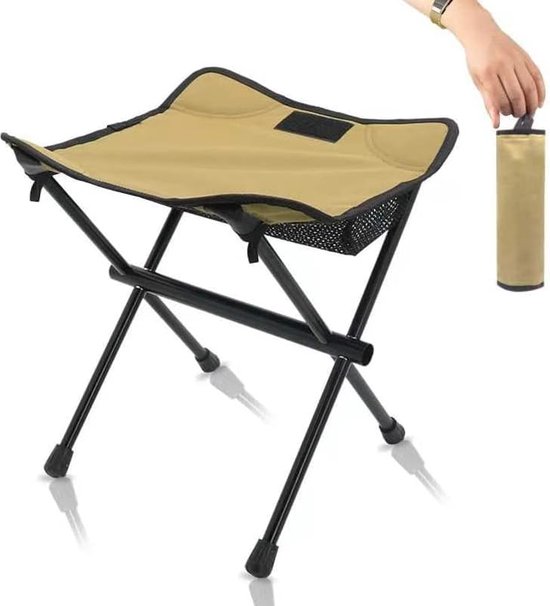 1 Stuks (Khaki)Campingstoel Voetkruk - Opvouwbare lichtgewicht kruk - Draagbare opvouwbare campingkruk - Intrekbare stoelen met - Draagtas 220LBS Campingkrukken - voor binnen of op de camping, Vissen, Wandelen, BBQ ,Reizen van Aiwoxing