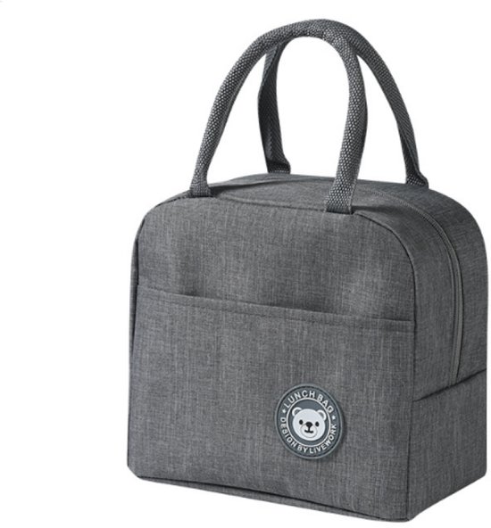 1 stuks - Lunch Bag - Herbruikbare Draagtas - Picknicktas - Isolerende Koeltas - Met Schouderband - Voor Dames & Heren - Grijs van Marvida Living