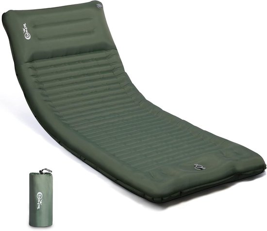 10 cm dik eenpersoons campingmatras met voetpomp, opblaasbaar slaapmatras voor op de camping, tent of kampeerluchtbed voor volwassenen - lichtgewicht en draagbaar