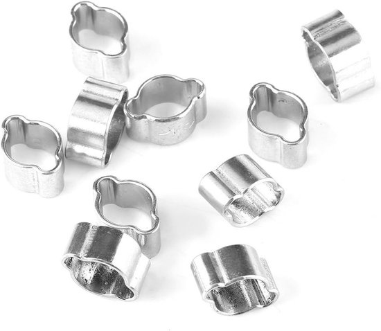 10-delige Twee-Oor Slangklemmen 5-23mm Gecoat RVS Dubbele Oor Crimp Klemmen, Slangklem voor Brandstof en Gasleidingen (5-7MM)
