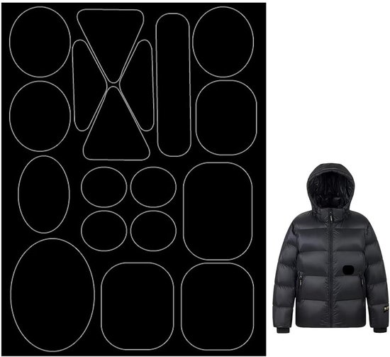 10-Delige Zelfklevende Reparatieset voor Donsjacks en Kleding - Waterdichte Nylon Patches van Merkloos