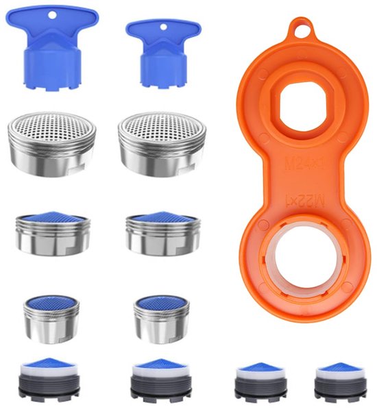 10 Set kraanbeluchter M18/M20/M22/M24, waterbesparende kraanfiltermondstuk kraanbeluchter vervangende onderdelen - externe draad (M21.5)