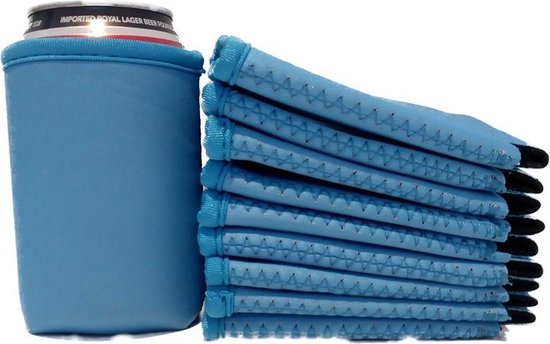 10 st. bier - frisdrank blik koelhoud hoesje in exclusief blauw |bierblik hoesjes | Festival | Vakantie | Strand | Carnaval van FancyFunDesigns