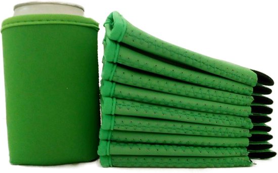 10 st. bier - frisdrank blik koelhoud hoesje in groen |bierblik hoesjes | Festival | Vakantie | Strand | Carnaval van Merkloos