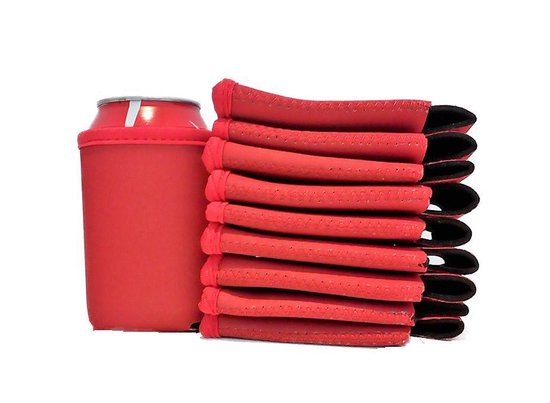 10 st. bier - frisdrank blik koelhoud hoesje in rood |bierblik hoesjes | Festival | Vakantie | Strand | Carnaval van Coverself.