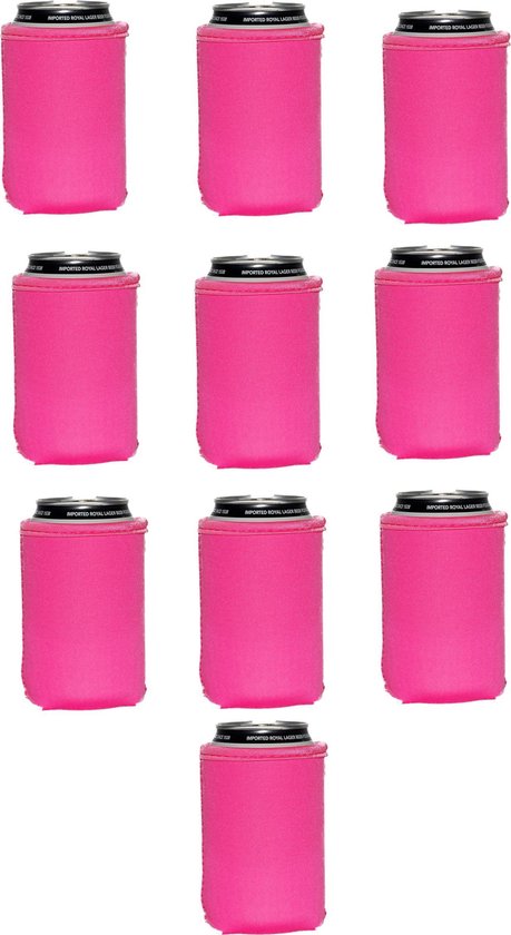 10 st. bier - frisdrank blik koelhoud hoesje in ROZE|bierblik hoesjes | Festival | Vakantie | Strand | Carnaval van Shotgongo
