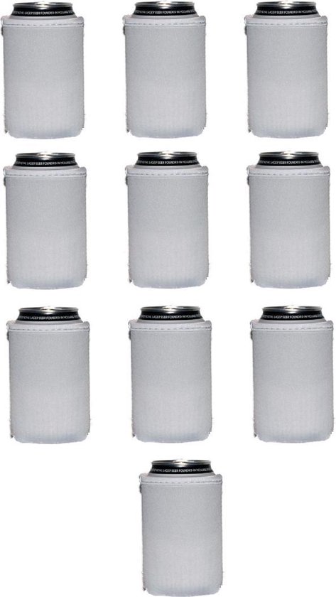 10 st. bier - frisdrank blik koelhoud hoesje in wit | bierblik hoesjes | Festival | Vakantie | Strand | bruiloft | Huwelijk van Merkloos