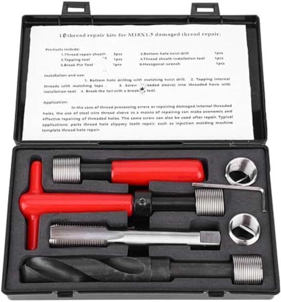 10 STKS Draad Reparatie Kit M18x1.5 1.5D Rvs Metrische Reparatie Kit met Opbergdoos voor Draad Repareren