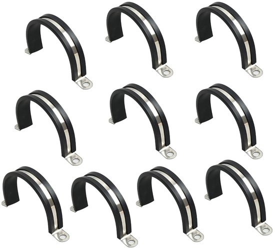 10 stuks 40 mm kabelklemmen, rubber, P-clips, slangklemmen, buisklemmen, kabelklemmen, roestvrij stalen kit, metaaldraad, kabelklemmen, kit