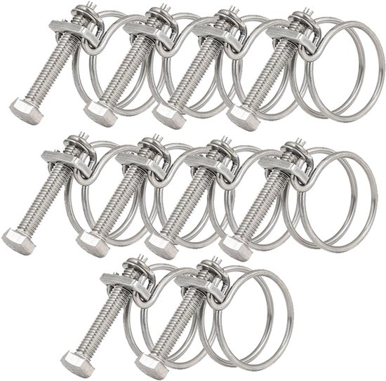 10 stuks dubbele draad slangklemmen, verstelbare 32 mm-36 mm waterslangklemmen, roestvrijstalen buisklemmen, 11 maten - Homevero