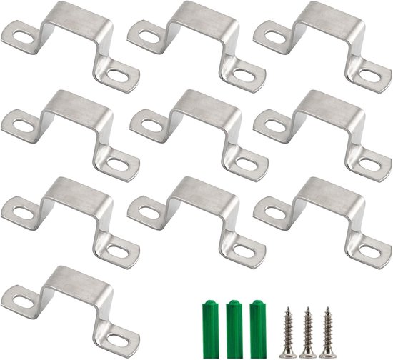(10 stuks) M30x15mm Vierkante Buis Beugel 304 Rvs U Vorm Metalen Beugel Pijp Hanger Strap Slangklem Met Schroeven van Merkloos