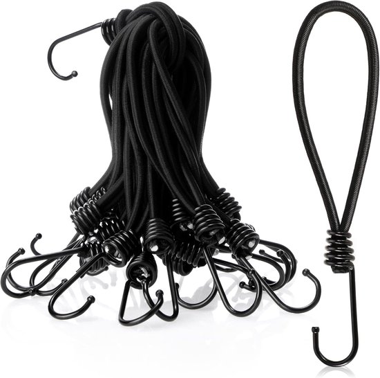 10 Stuks Products Spanelastiek met haak - Zeilspanner - Tentspanner - professionele expanderhaken - Spanrubbers - voor dekzeilen, paviljoenen, tenten, netten, expanderlussen