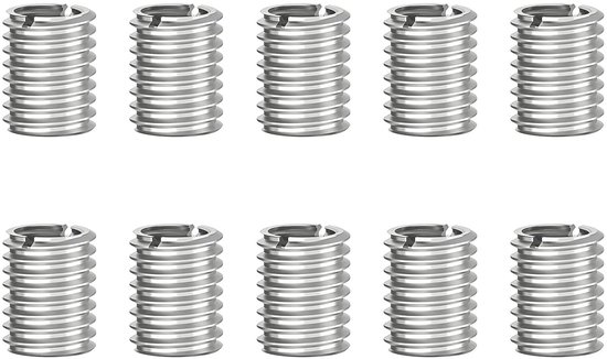 10 stuks schroefdraadhulzen M8 naar M6 – roestvrijstalen schroefdraadadapters van 304 staal – draadreparatieset voor auto’s, machines en industriële toepassingen
