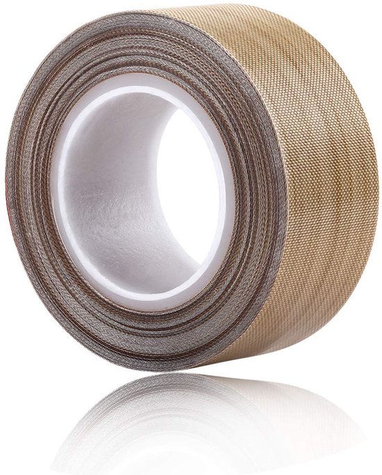 100% kwaliteit Assurance; PTFE gecoat glasvezel teflon tape, hoge temperatuur tape; Drying Conveyor Belt; Welding Sealing Tape; -196°C - 300°C 25mm x 12yards x 0.18mm Brown 1