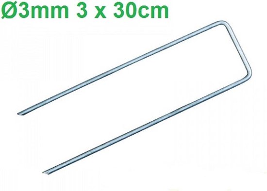 100 stuks gronddoekpennen kunstgraspennen gronddoekhaken 3mm dik, 30cm lang en 3 cm breed van Vinci.