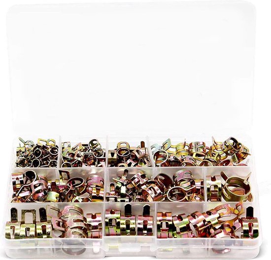 100 stuks - Slangklemmen - slangklem - Veerslangklem - 6 mm/7 mm/8 mm/9 mm/10 mm/11 mm/12 mm/14 mm/15 mm/17 mm - staal - gegalvaniseerd - voor auto, motorfiets, boot, aquarium, grasmaaier van 100%