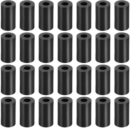 100 Stuks Zwarte Ronde Afstandhouders, Niet-Schroefdraadringen voor M3-Schroeven, Hoogwaardige Isolatie en Consistente Hoogte (ABS, 3.2mmx7mmx10mm)
