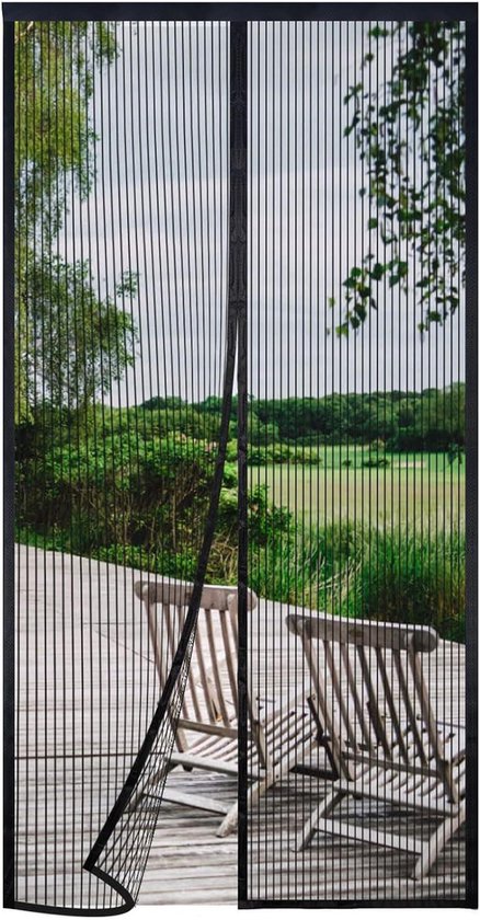 100 x 250cm Magnetisch Vliegengaas voor Deuren - Automatische Sluiting - Anti-Muggen - Eenvoudig te Installeren - Zwart