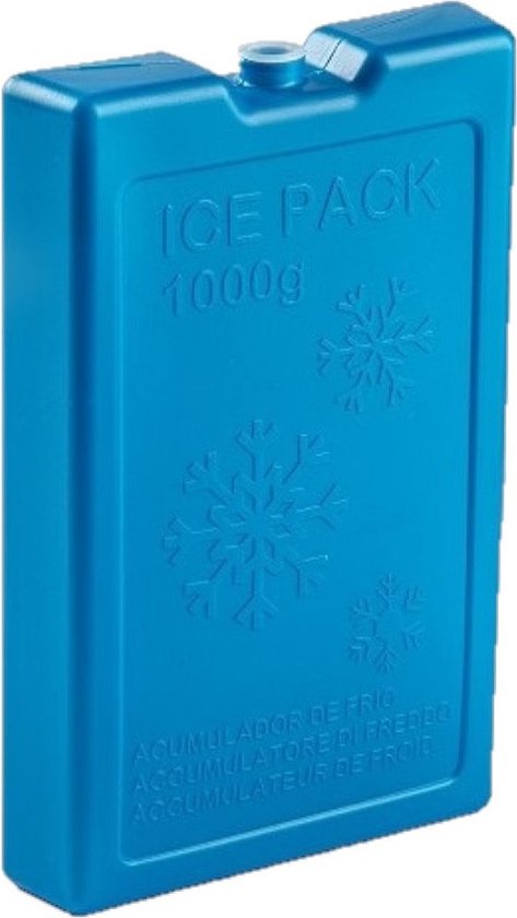 1000 grams koelelementen 22 x 14.5 x 3.5 cm kobalt blauw kunststof met sneeuwvlokken print van Coolpack