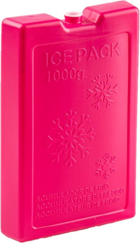 1000 grams koelelementen 22 x 14.5 x 3.5 cm roze plastic van Sunware