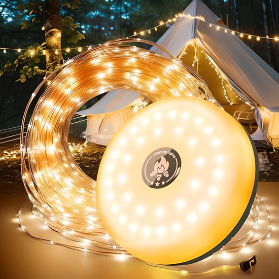 10m Camping Decoratieve Lichtsnoer - 4-in-1 Waterdichte Buitenlamp - Tent Patio Decoratieve Lamp - Wandel Sfeerverlichting - Warme Kleuren - 2000mah van Merkloos